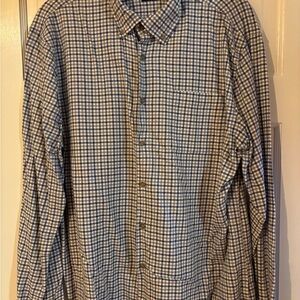 johnnie-O Blue and White Plaid Shirt